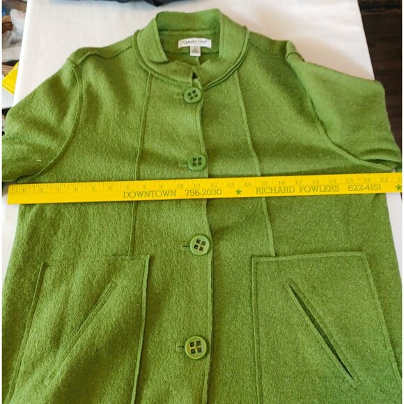 Coldwater Creek Green Wool Blend Button Up Jacket W/ Pockets M - Picture 7 of 10